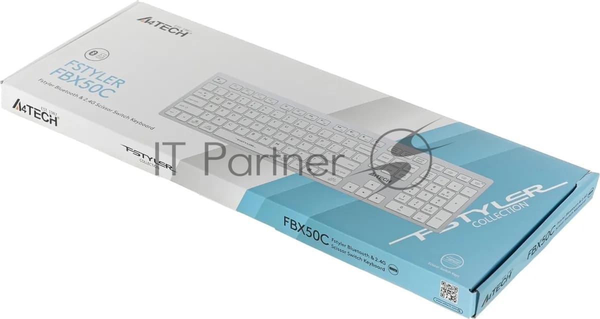 Клавиатура беспроводная A4Tech Fstyler FBX50C, USB, Bluetooth/Радиоканал, белый