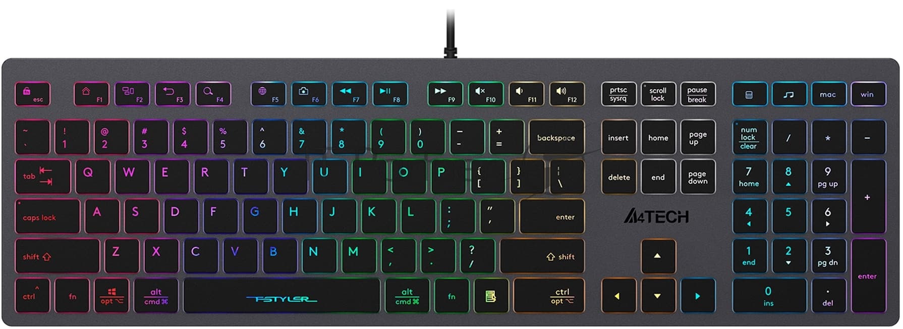 Клавиатура A4Tech Fstyler FX60H проводная, USB Type-A, серый