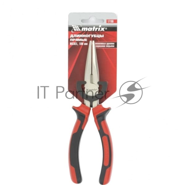 Длинногубцы Matrix NICKEL 17166 180 мм, прямые никелированные, двухкомпонентные рукоятки