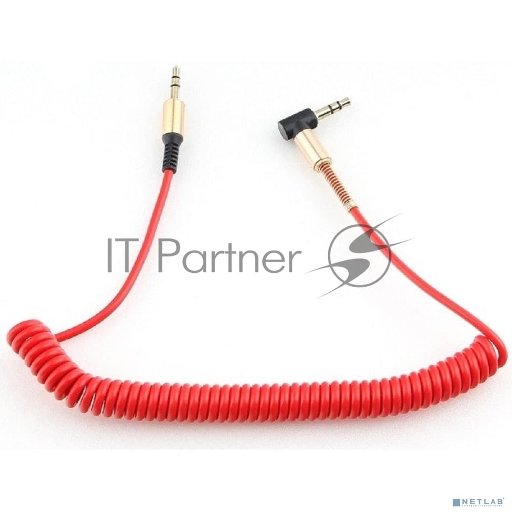 Кабель Cablexpert аудио 90˚ спиральный CCAB-02-35MMLC-1.8MR. 3.5 Jack (M)/3.5 Jack (M), красный, 1.8м, блистер