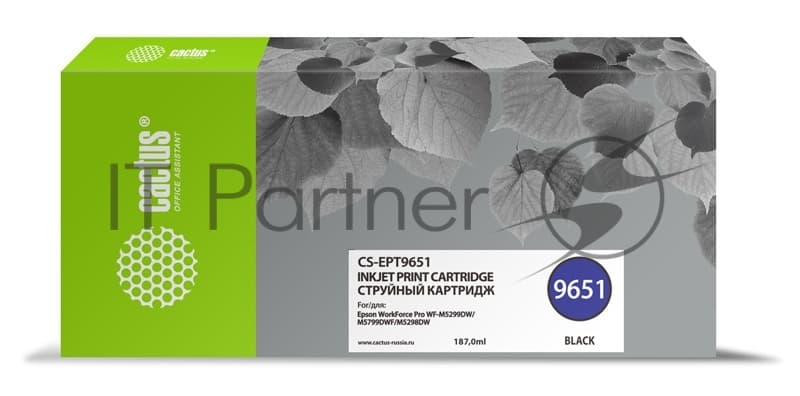 Cactus CS-EPT9651 Картридж струйный черный пигментный 187мл для Epson
