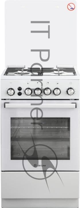 Плита Газовая De Luxe 5040.40г (кр) ЧР-012 серый (стеклянная крышка) реш.чугун