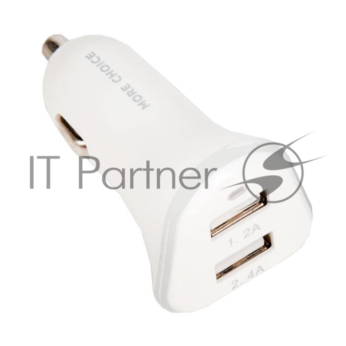 Автомобильная зарядка (от прикуривателя) 2USB 2.4A для micro USB More choice AC22m белый