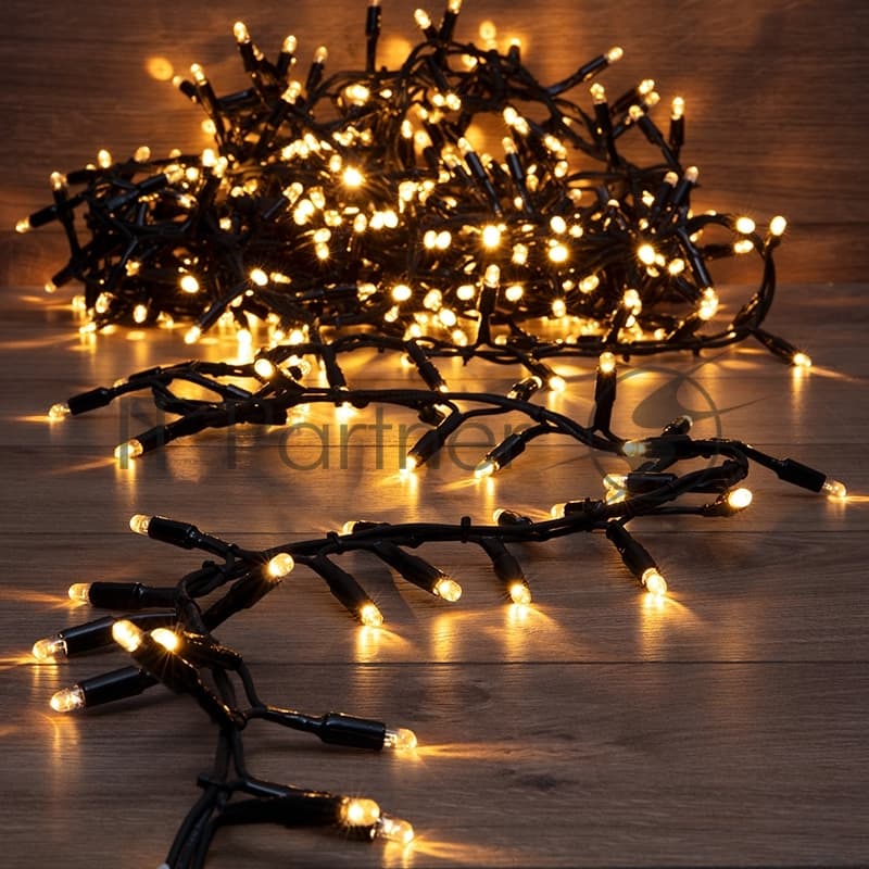Гирлянда Neon-night "Кластер" 10 м, 400 LED, черный каучук, IP67, соединяемая, цвет свечения теплый белый