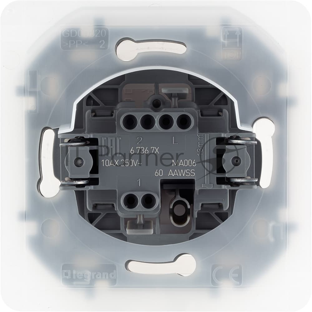 Legrand/Daccord INSPIRIA Белый Переключатель IP44 10 AX - 250 В.