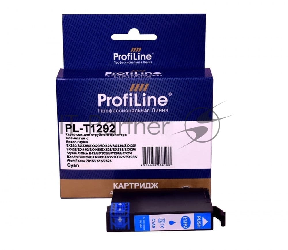 Картридж струйный ProfiLine PL-T1292 для принтеров Epson Stylus SX230/SX235/SX420/SX425/SX430/SX435/SX438/SX440/SX445/SX525/SX535/SX620/Stylus Office B42/BX305/BX320/BX525/BX535/BX625/BX630/BX635/BX925/BX935/WorkForce 7015/7515/7525 с чернилами Cyan