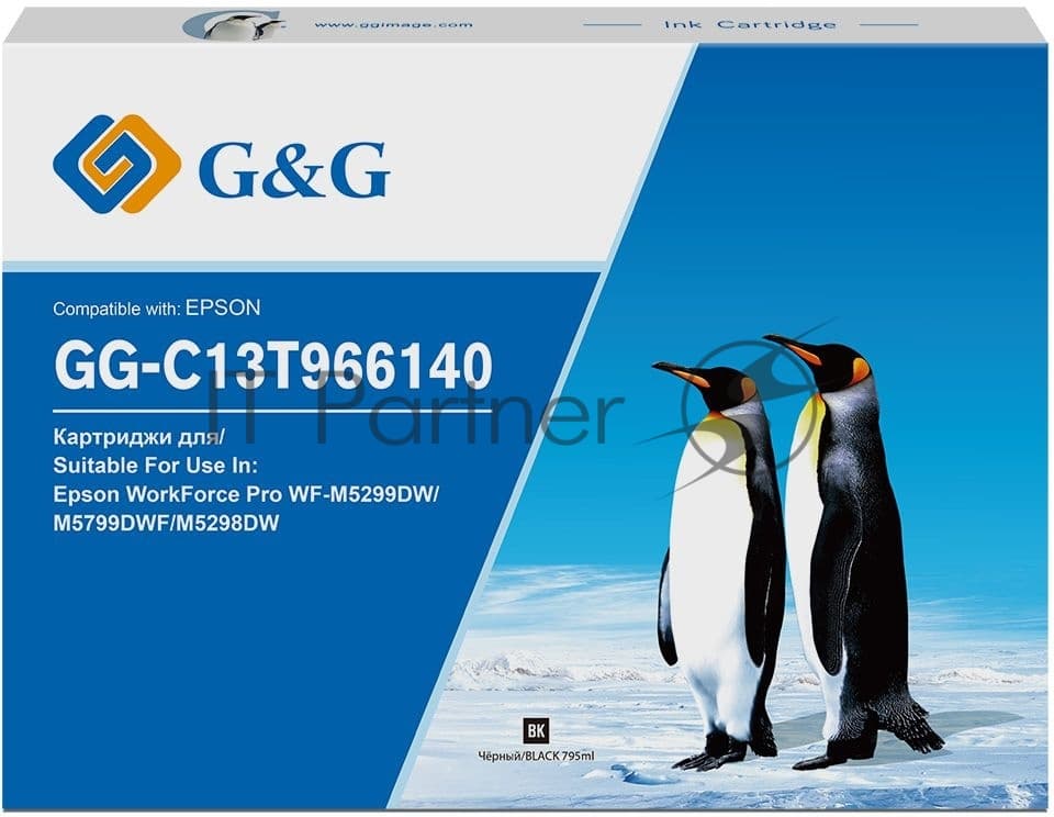 Картридж струйный G&G GG-C13T966140 T9661 черный (40000стр.) (795мл) для Epson WorkForce Pro WF-M5299DW/M5799DWF/M5298DW