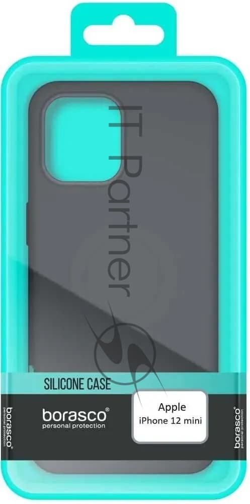 Чехол (клип-кейс) BoraSCO для Apple iPhone 12 mini Silicone Case черный (матовый)