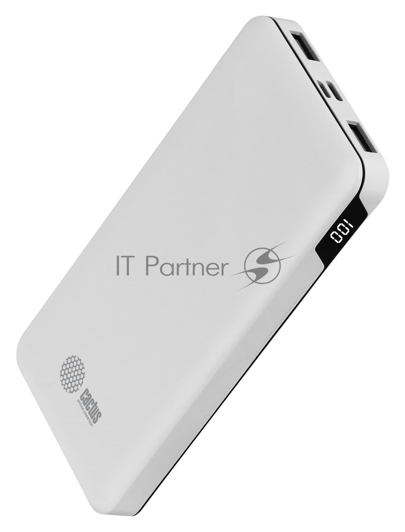 Мобильный аккумулятор Cactus CS-PBFSKT-10000 10000mAh 10.5W 2.1A 2xUSB-A/USB-C белый