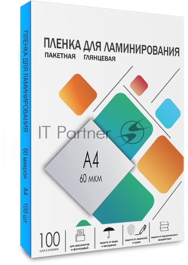 Пленка для ламинирования Heleos 60мкм A4 (100шт) глянцевая216x303мм LPA4-60