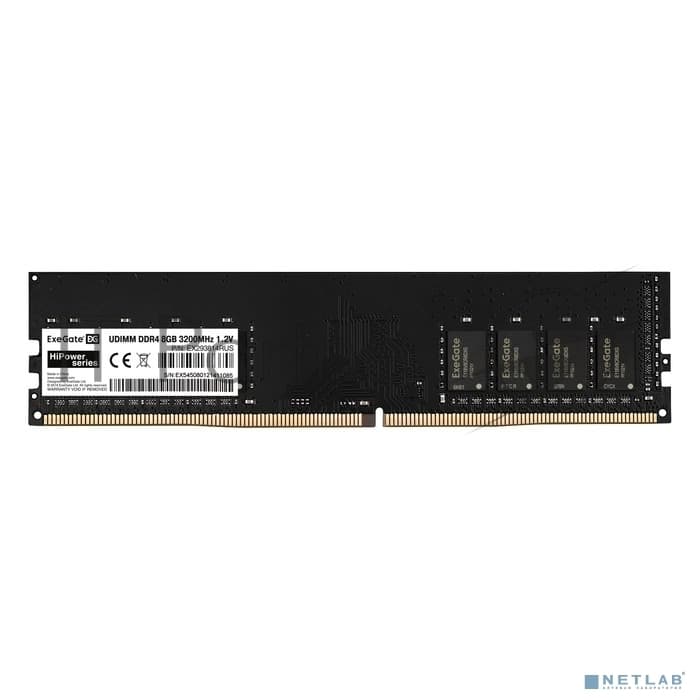 Оперативная память ExeGate, DDR4, 8GB (1x8 GB), 3200 MHz, CL19, DIMM, OEM