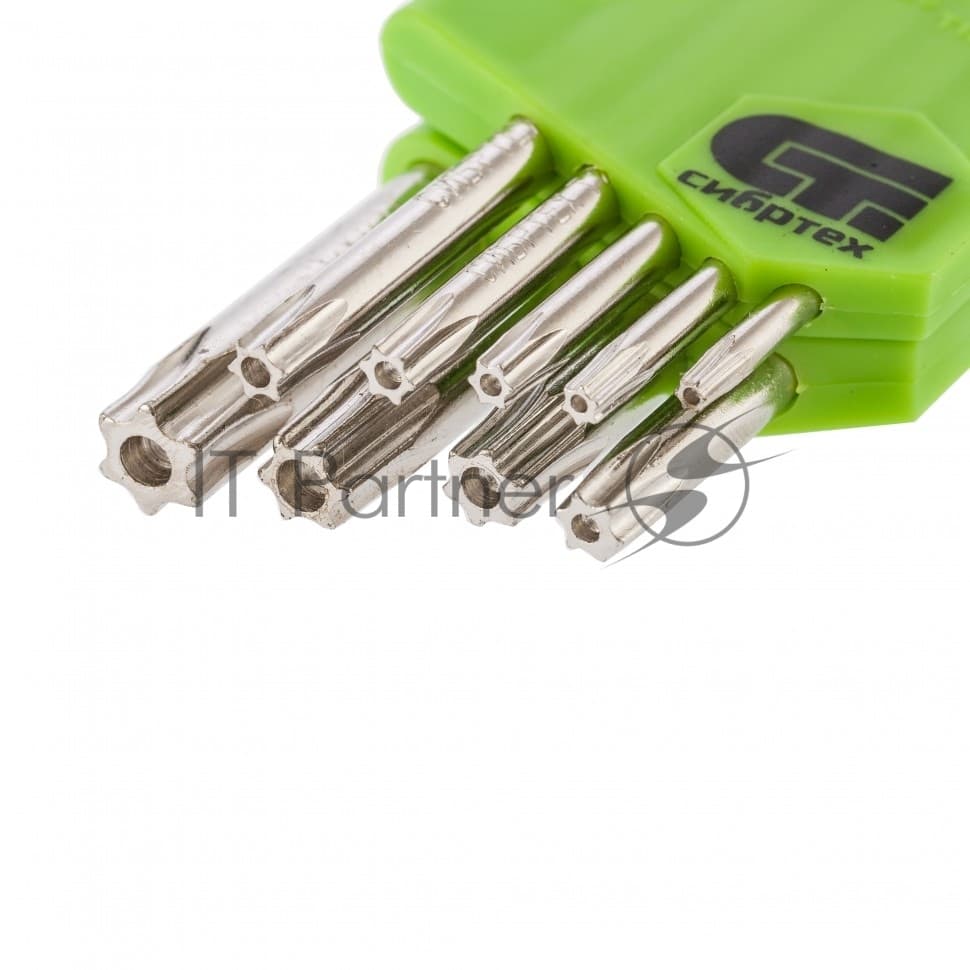 Набор ключей имбусовых Сибртех Tamper-Torx, 9 шт., TT10-TТ50, 45x, закаленные, короткие, никель