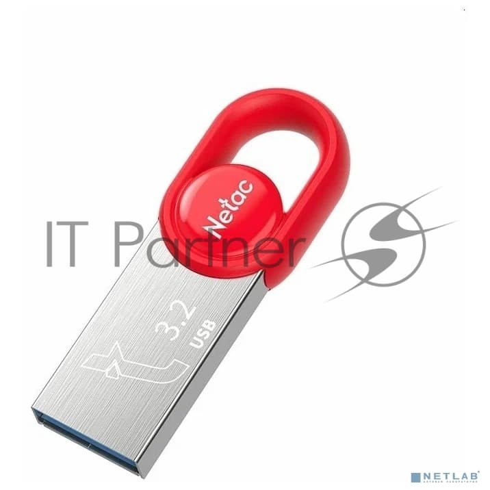 Флеш Диск Netac 128Gb UM2 NT03UM2N-128G-32RE USB3.2 серебристый/красный