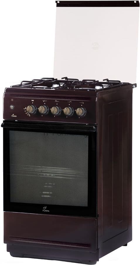 Плита газовая Flama N FG 24237 B коричневый, конфорок 4 газовых, духовка 50 л, 50 см x 85 см x 60 см