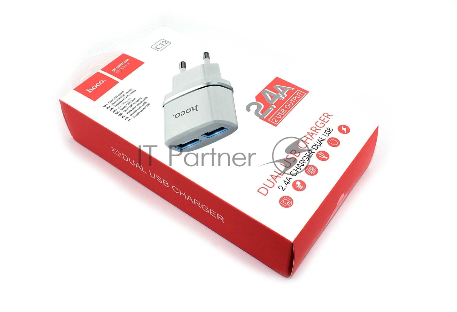 Сетевое зарядное устройство C12 Smart dual USB charger, белый