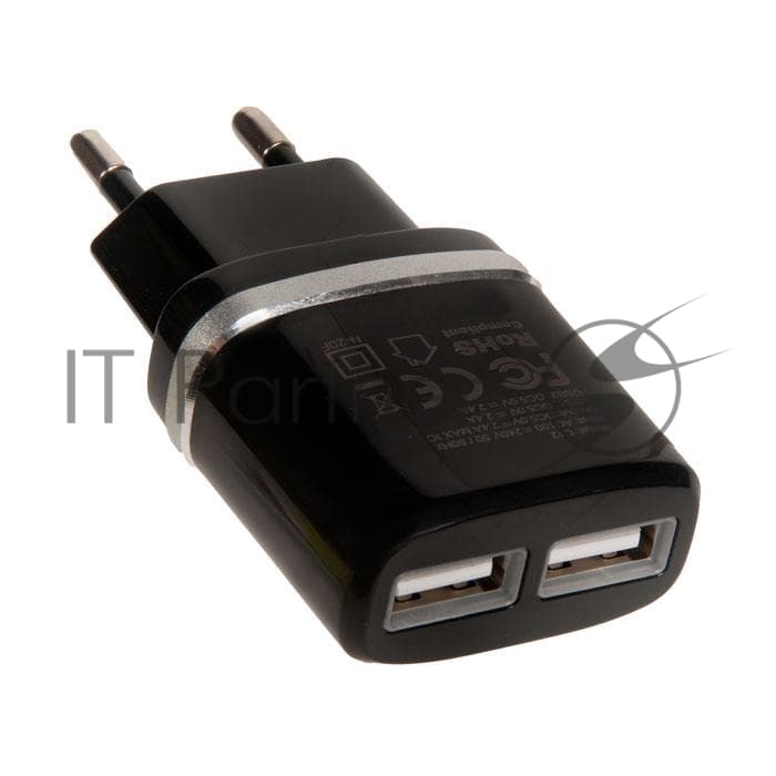 Сетевое зарядное устройство C12 Smart dual USB charger, черный