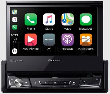 Автомагнитола Pioneer AVH-Z7250BT, 1 DIN, CD, Bluetooth, USB Type-A, AUX, CarPlay, пульт ДУ, съёмная панель