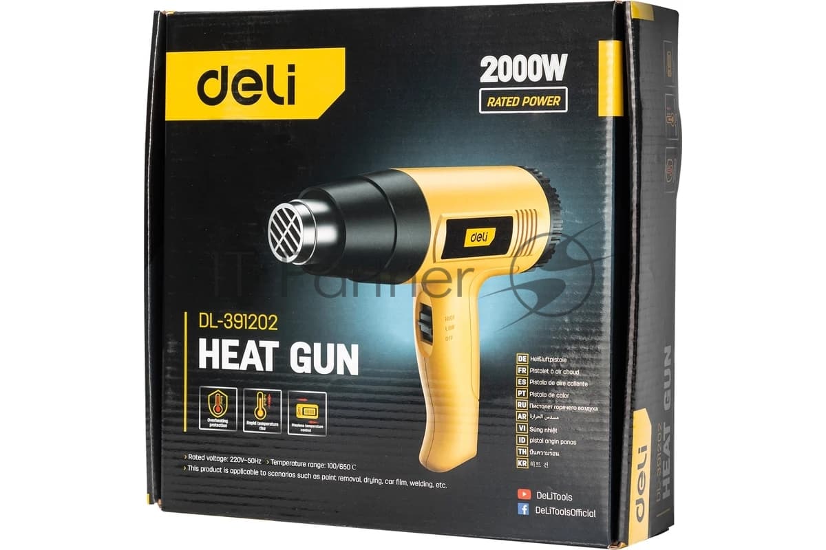 DL391202 Deli Фен технический Deli DL391202 (2000Вт, рабочая температура 100...650 град.)
