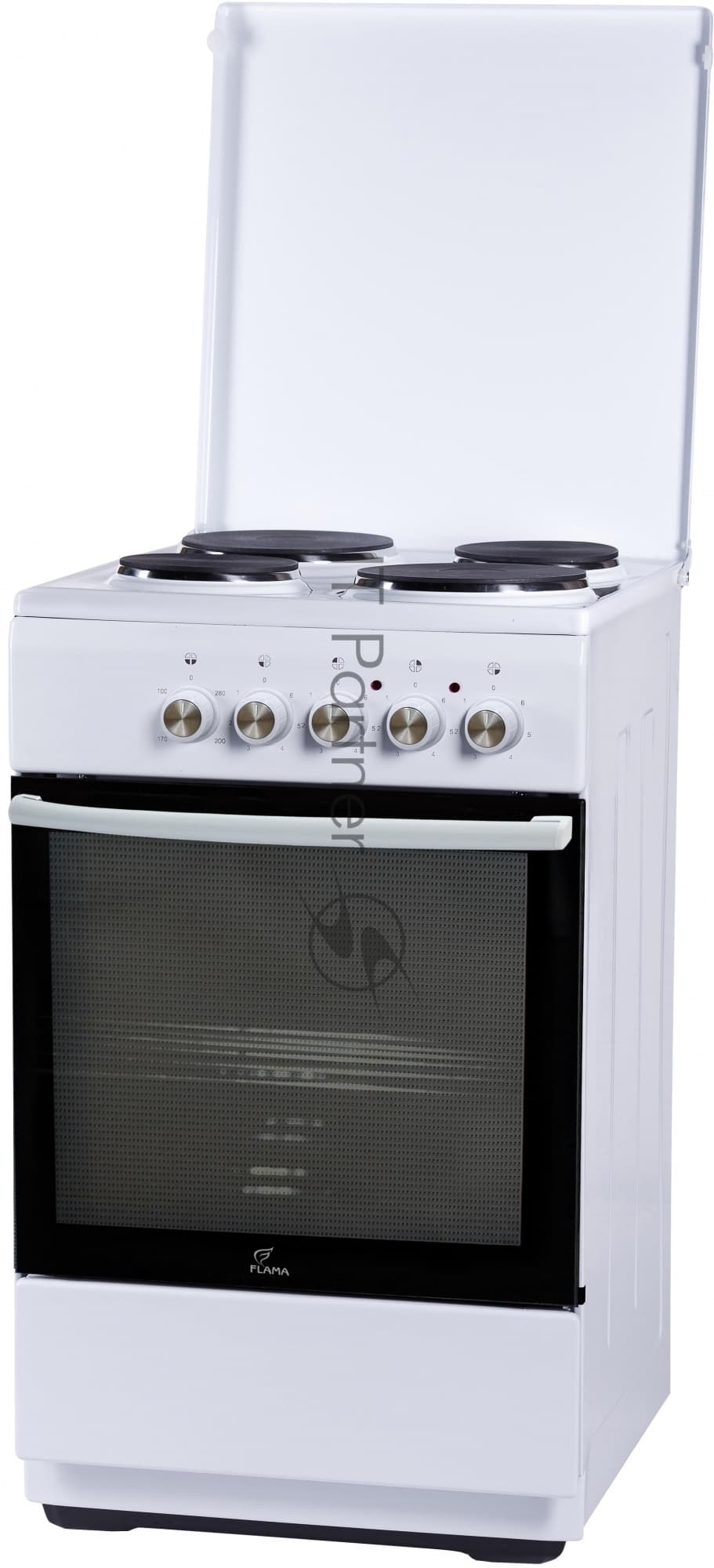 Плита электрическая Flama L FE 14010 W белый эмаль (металлическая крышка)