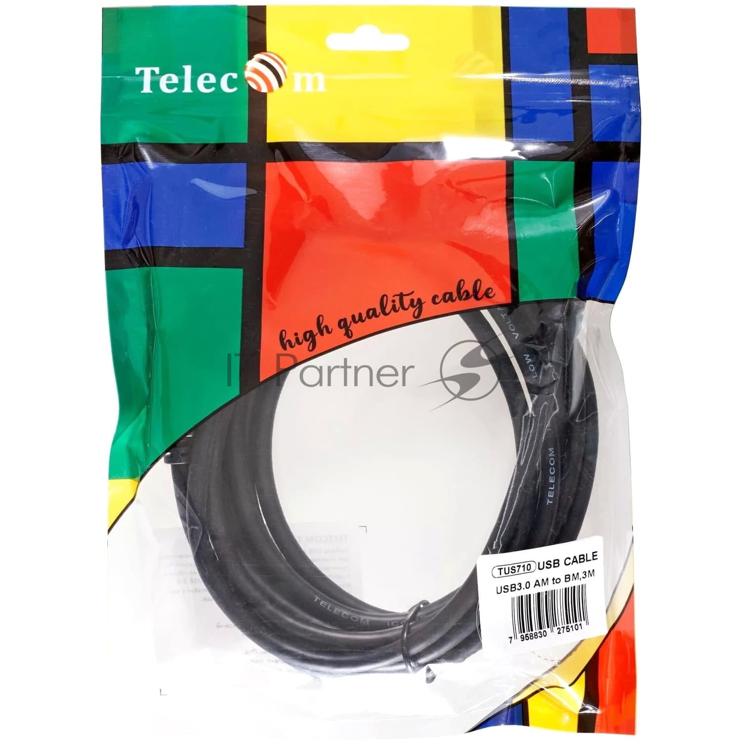 Кабель/ Кабель соединительный USB3.0 Am/Bm 3m Telecom (TUS710-3M)