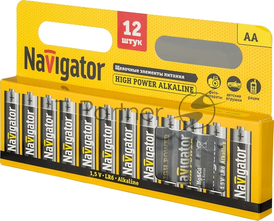 Элемент питания алкалиновый Navigator AA/LR6 NBT-NE-LR6-BP12 (блист.12шт)