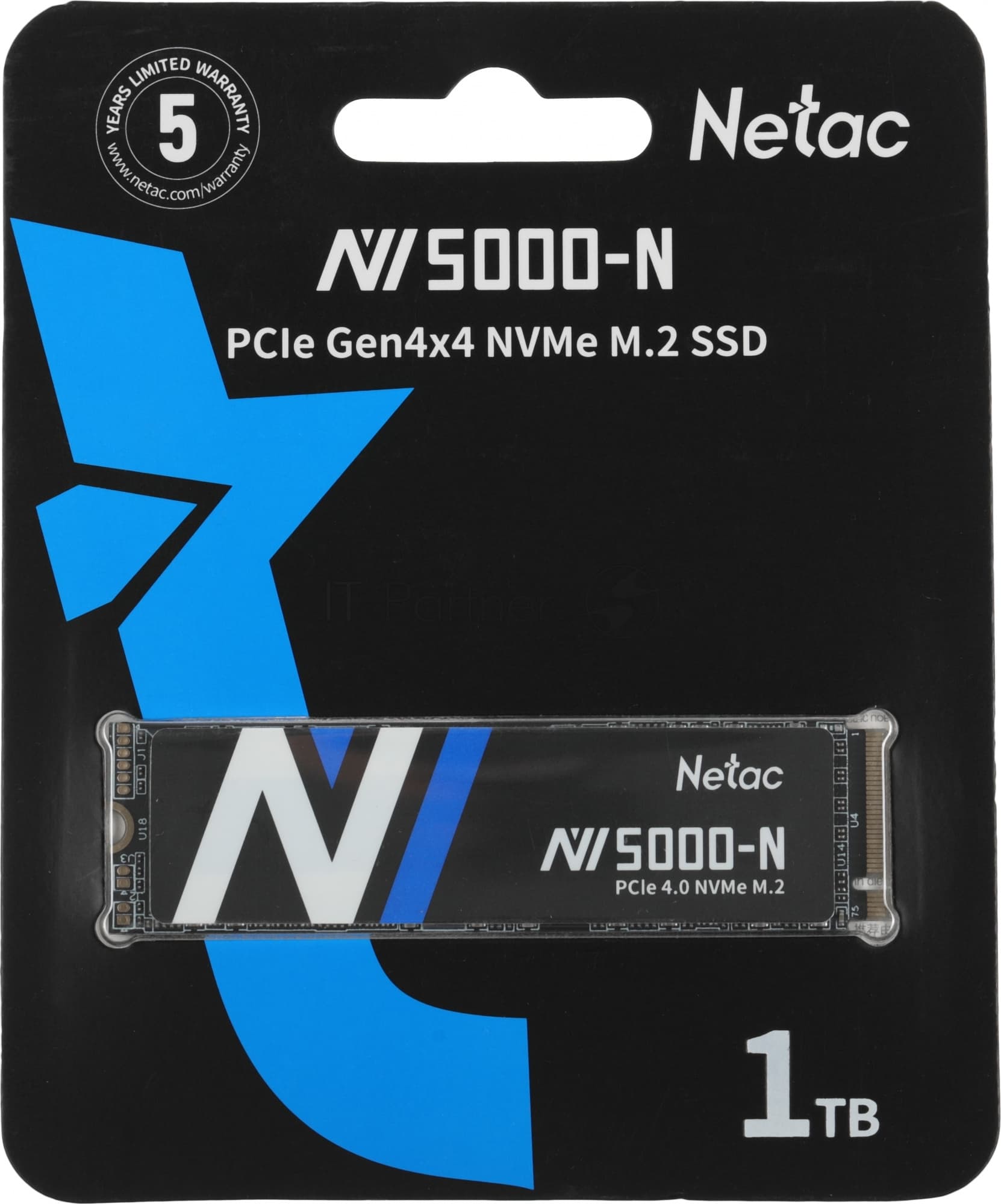 Накопитель SSD Netac NV5000-N, 1Tb, M.2 2280, PCIe 4.0 x4, NVMe, R/W 4800/4600, с радиатором