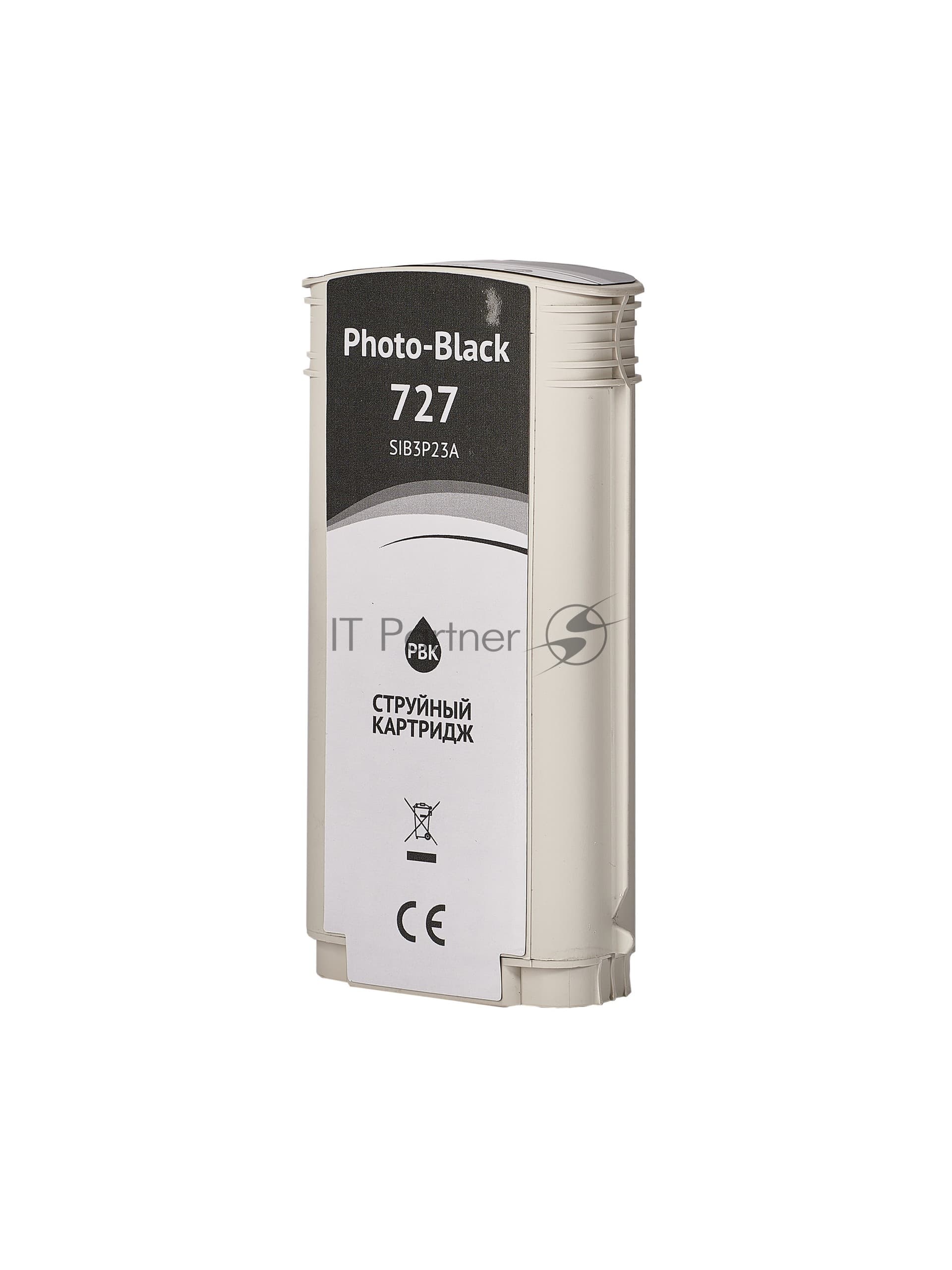 Картридж струйный Sakura B3P23A (№727 Photo Black) для HP, фото-черный, 130 мл.