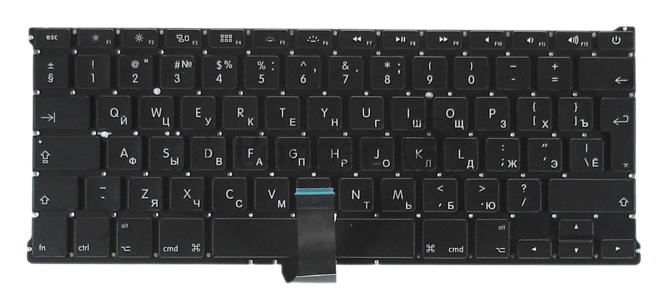 Клавиатура для ноутбука MacBook A1369 2011+ черная с подсветкой, большой ENTER
