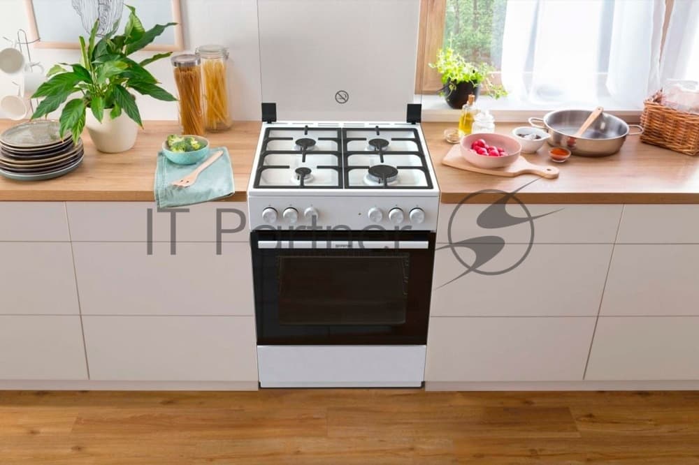 Плита Комбинированная Gorenje GK6A20WF белый (стеклянная крышка) реш.чугун