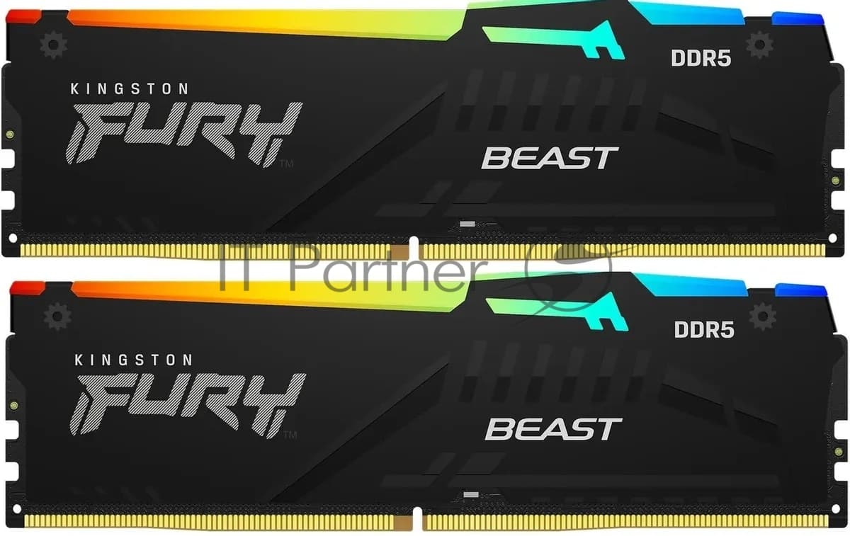Память оперативная/ Kingston 16GB 5600MT/s DDR5 CL40 DIMM (Kit of 2) FURY Beast RGB XMP