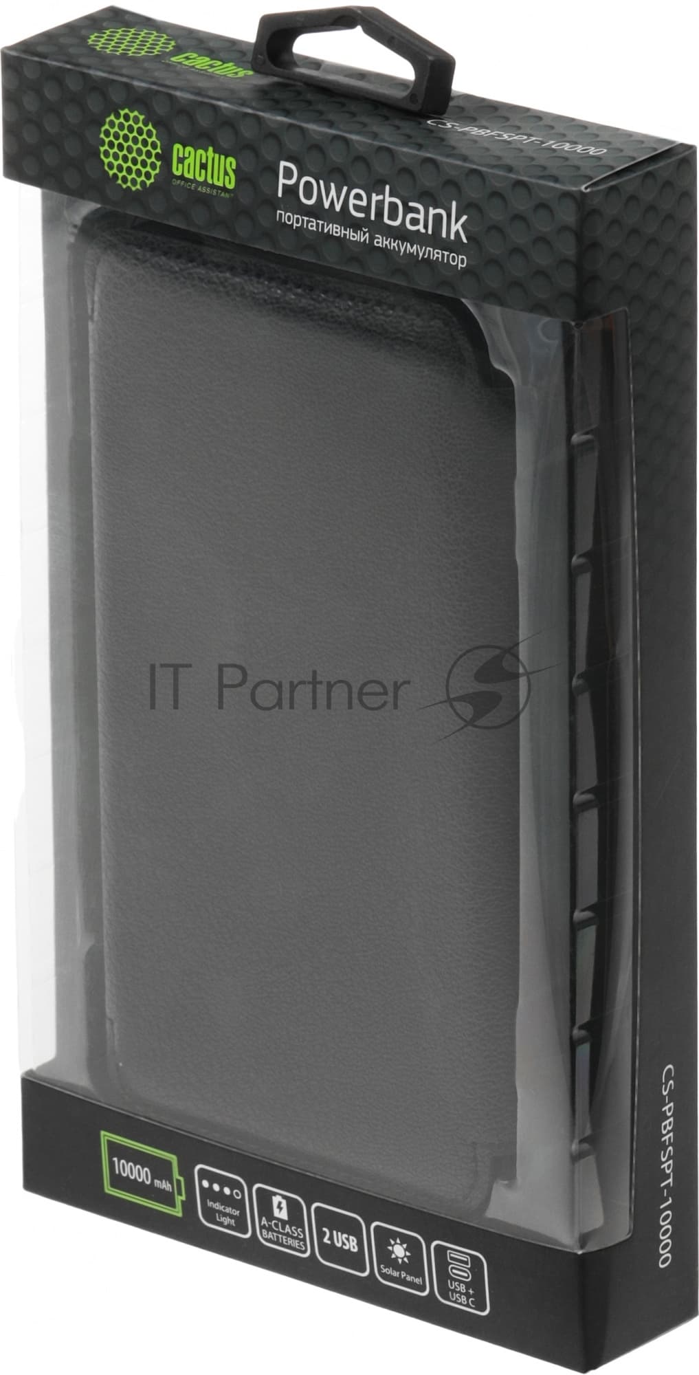 Портативный аккумулятор Cactus CS-PBFSPT-10000 10000mAh 3A 2xUSB солн.бат. черный
