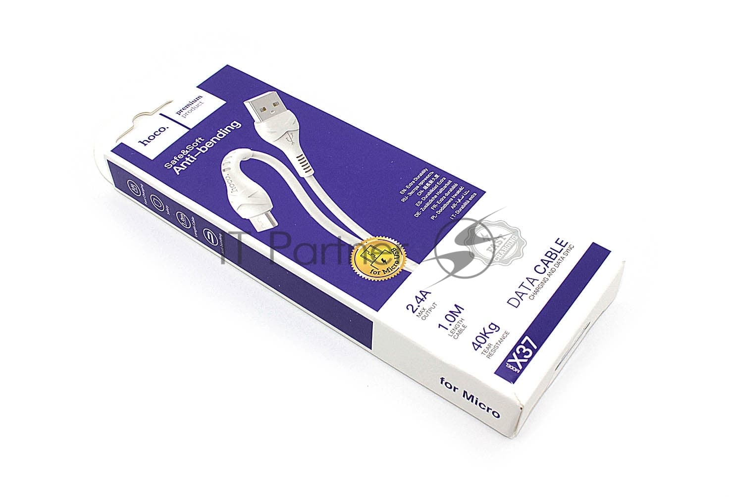 Кабель USB HOCO X37 Cool, USB - Micro USB, 2.4А, 1м, белый