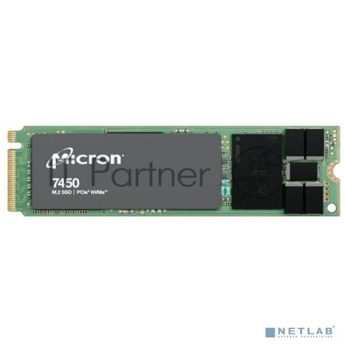 Накопитель SSD Micron 7450 PRO, 480Gb, M.2(22x80мм), NVMe, PCIe 4.0 x4, 3D TLC, R/W 5000/700Mb/s, IOPs 280 000/40 000, TbW 800, DWPD 1 (12 мес.)