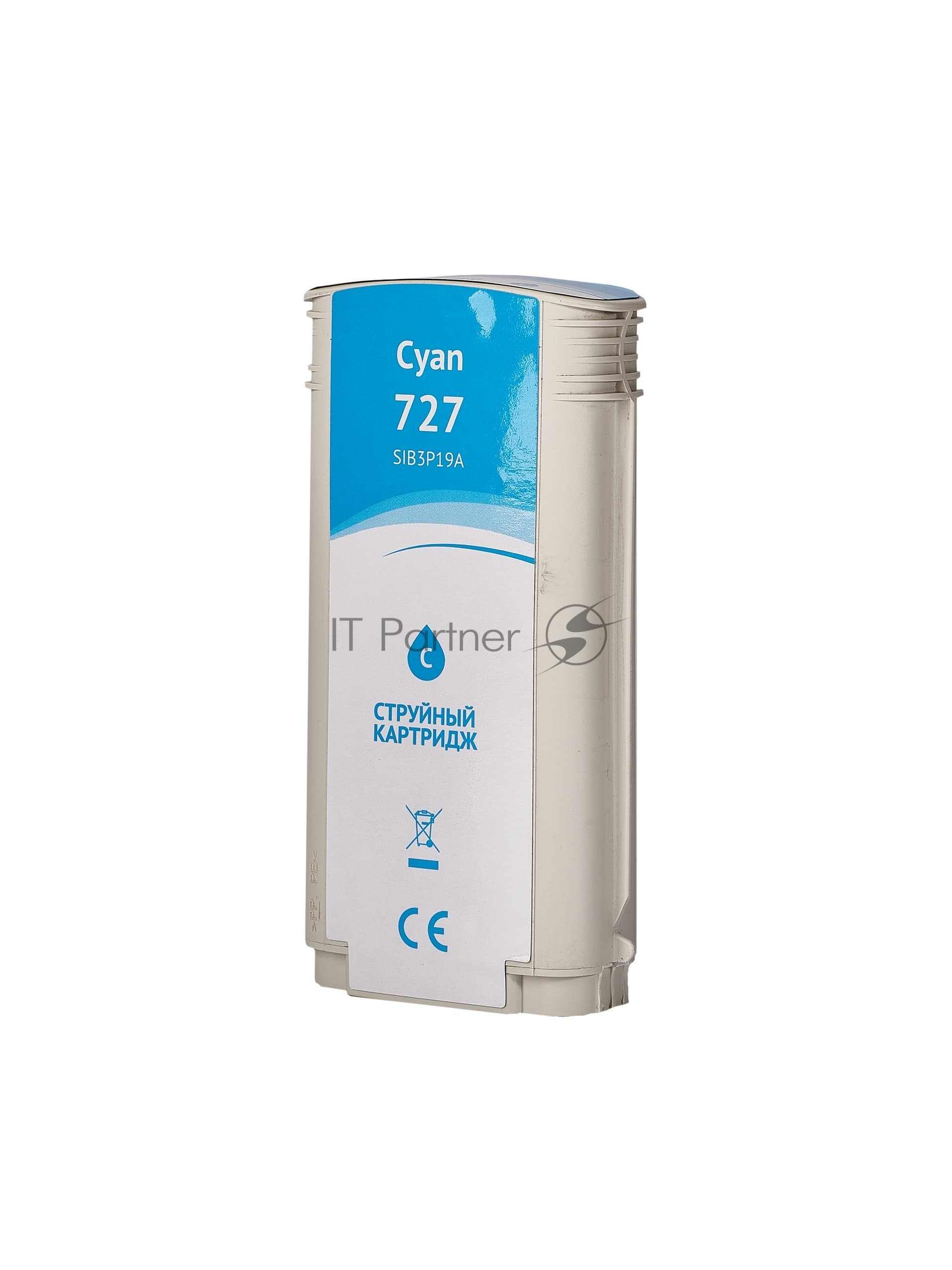 Картридж струйный Sakura B3P19A (№727 Cyan) для HP, голубой, 130 мл.