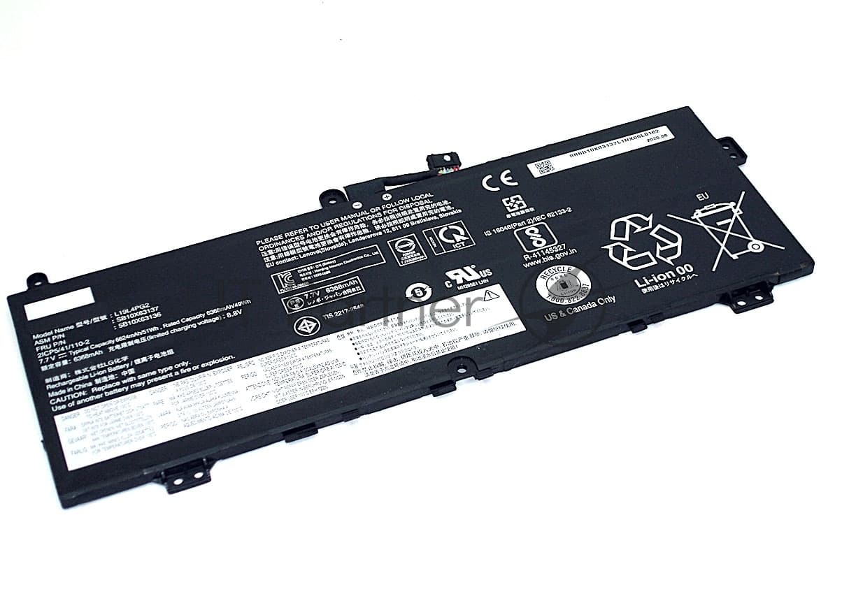 Аккумуляторная батарея для ноутбука Lenovo L19L4PG27.68V 6624mAh 51Wh Orig