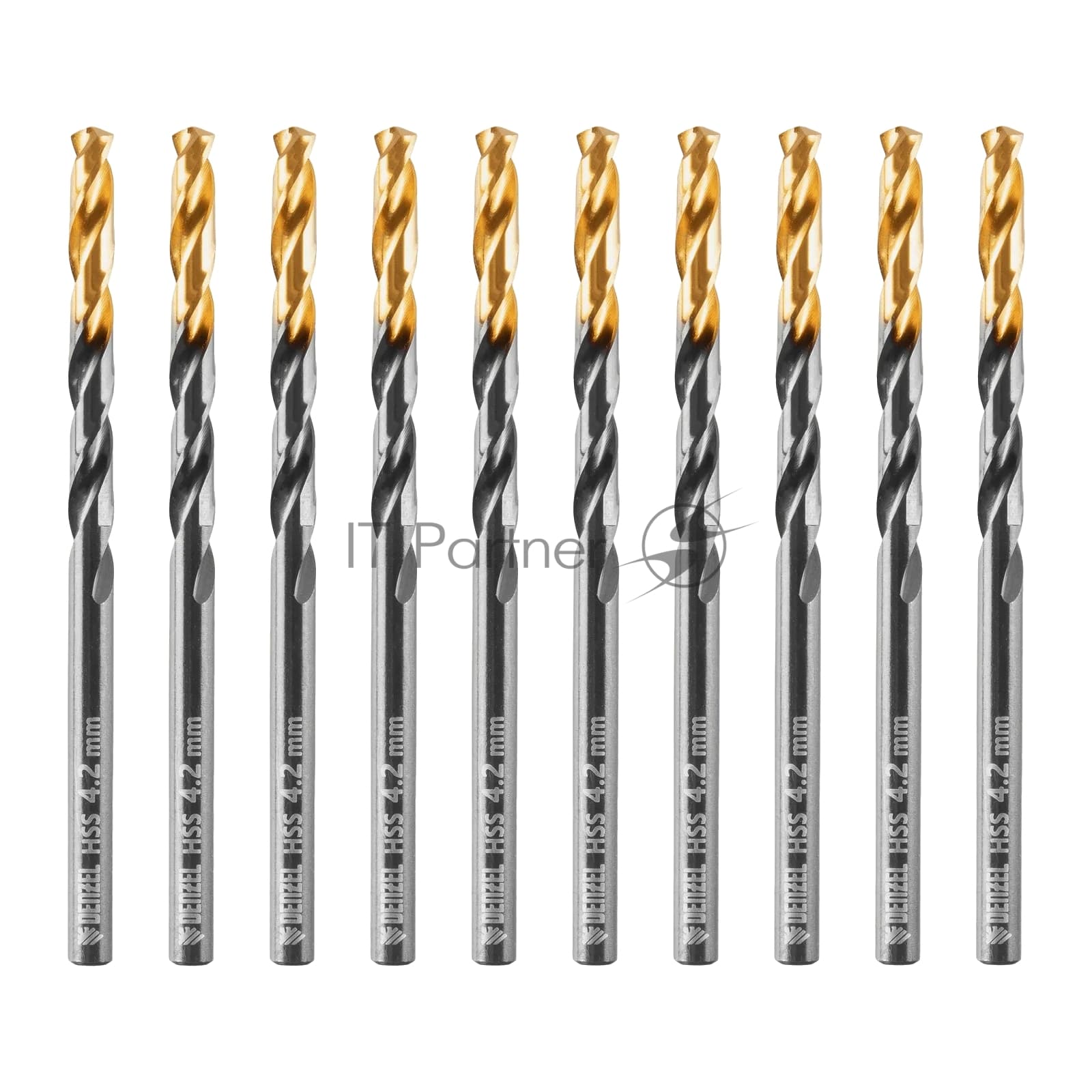 Сверло по металлу Denzel 4,2 мм, HSS-Tin, Golden Tip, 10 шт.