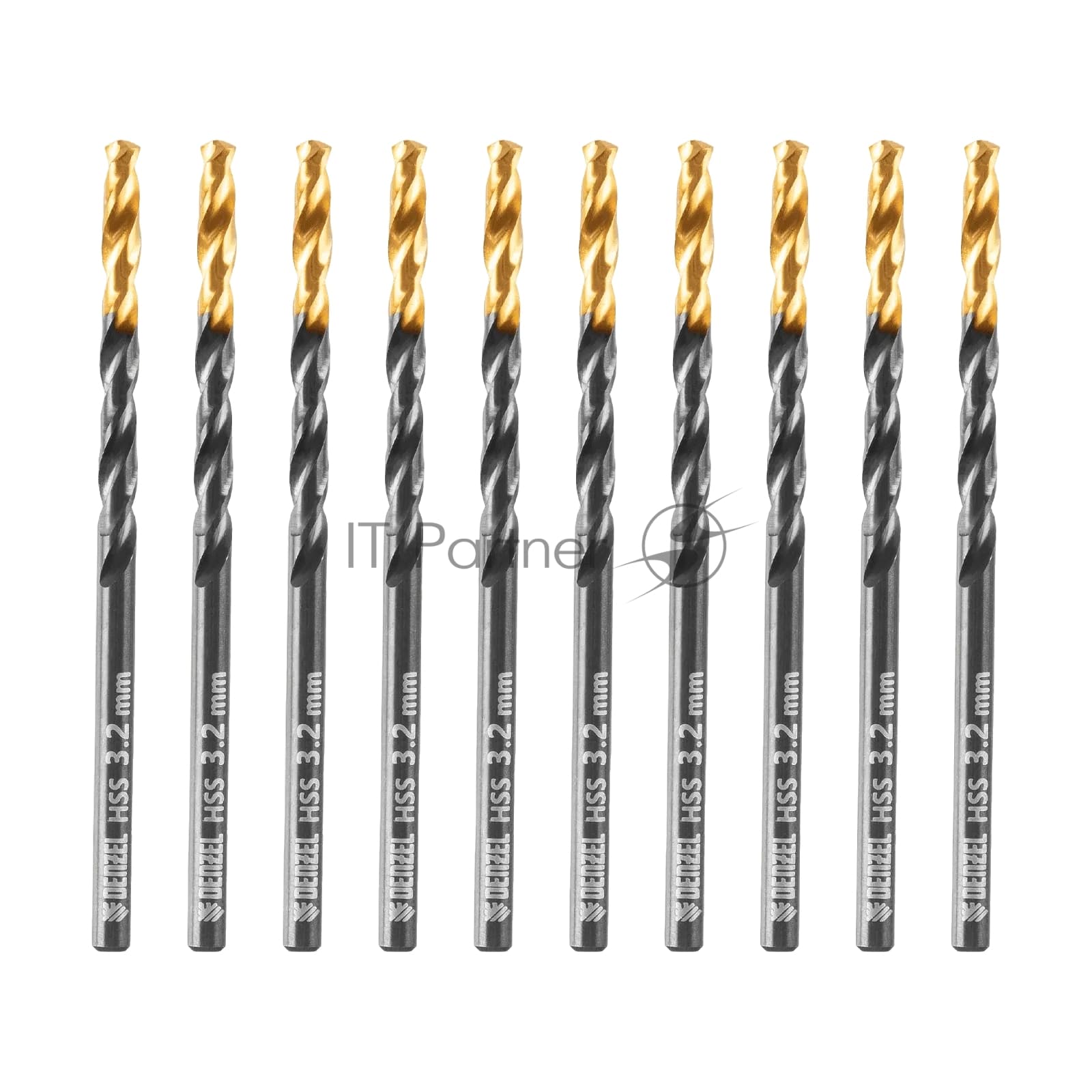 Сверло по металлу Denzel 3,2 мм, HSS-Tin, Golden Tip, 10 шт.