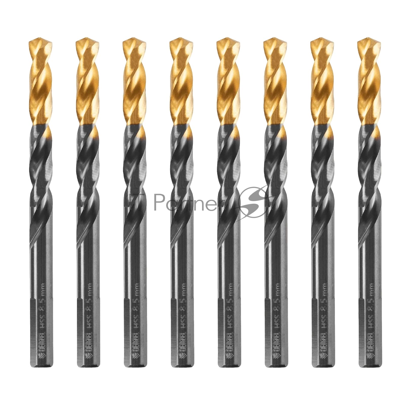 Сверло по металлу Denzel 8,5 мм, HSS-Tin, Golden Tip, 8 шт.