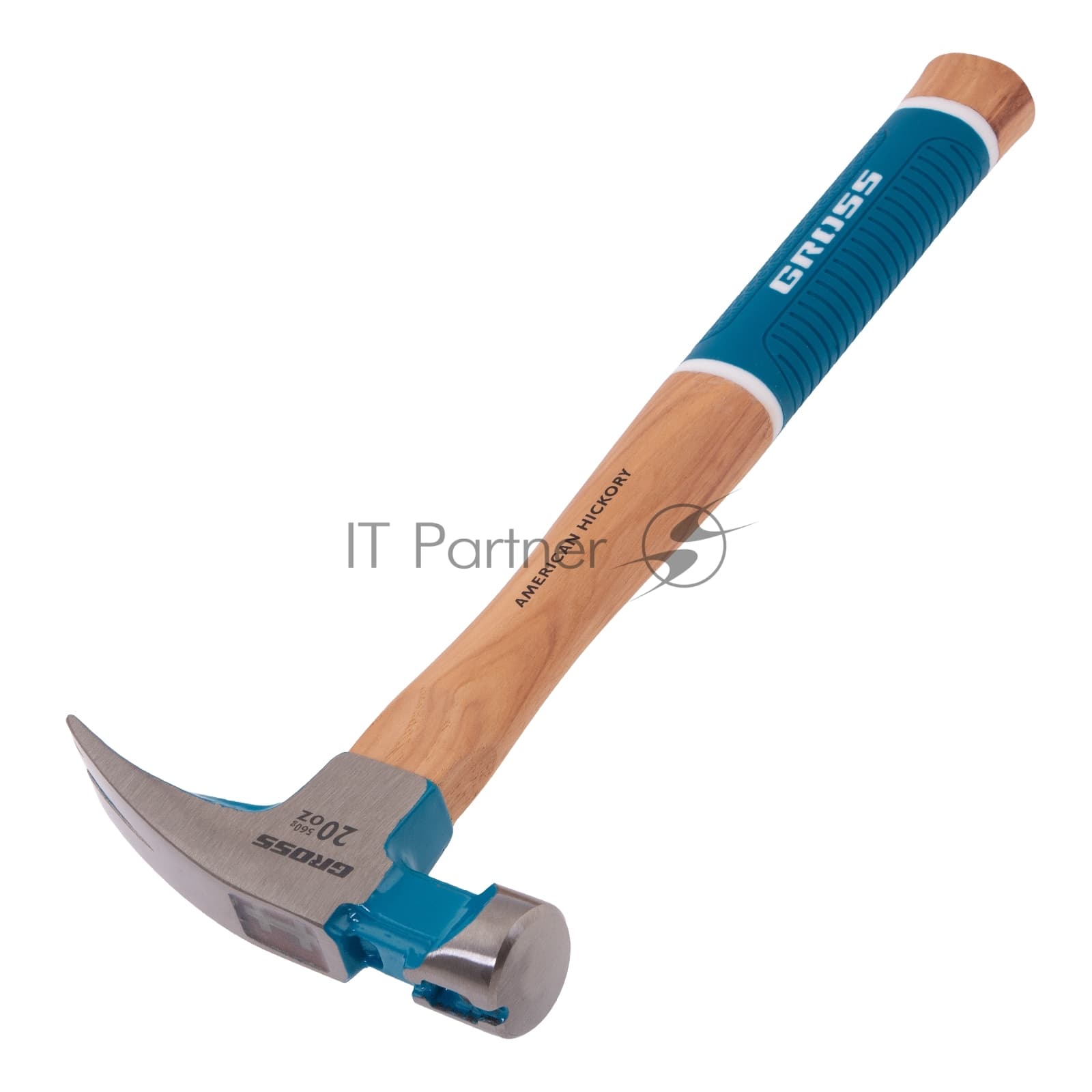 Молоток-гвоздодер Gross AMERICAN HICKORY 560 г, угол 75, магнит, обрезиненная рукоятка