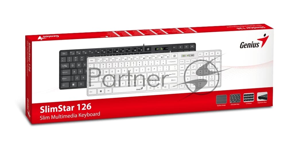 Клавиатура Genius Slimstar 126 проводная, USB Type-A, белый