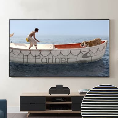 Экран Cinema S'OK SCPSFR-200x113UST-PET для ультракороткофокусных проекторов 90'' 16:9 настенный, постоянного натяжения, полотно PET Crystal ALR UST, рама черная 1 см