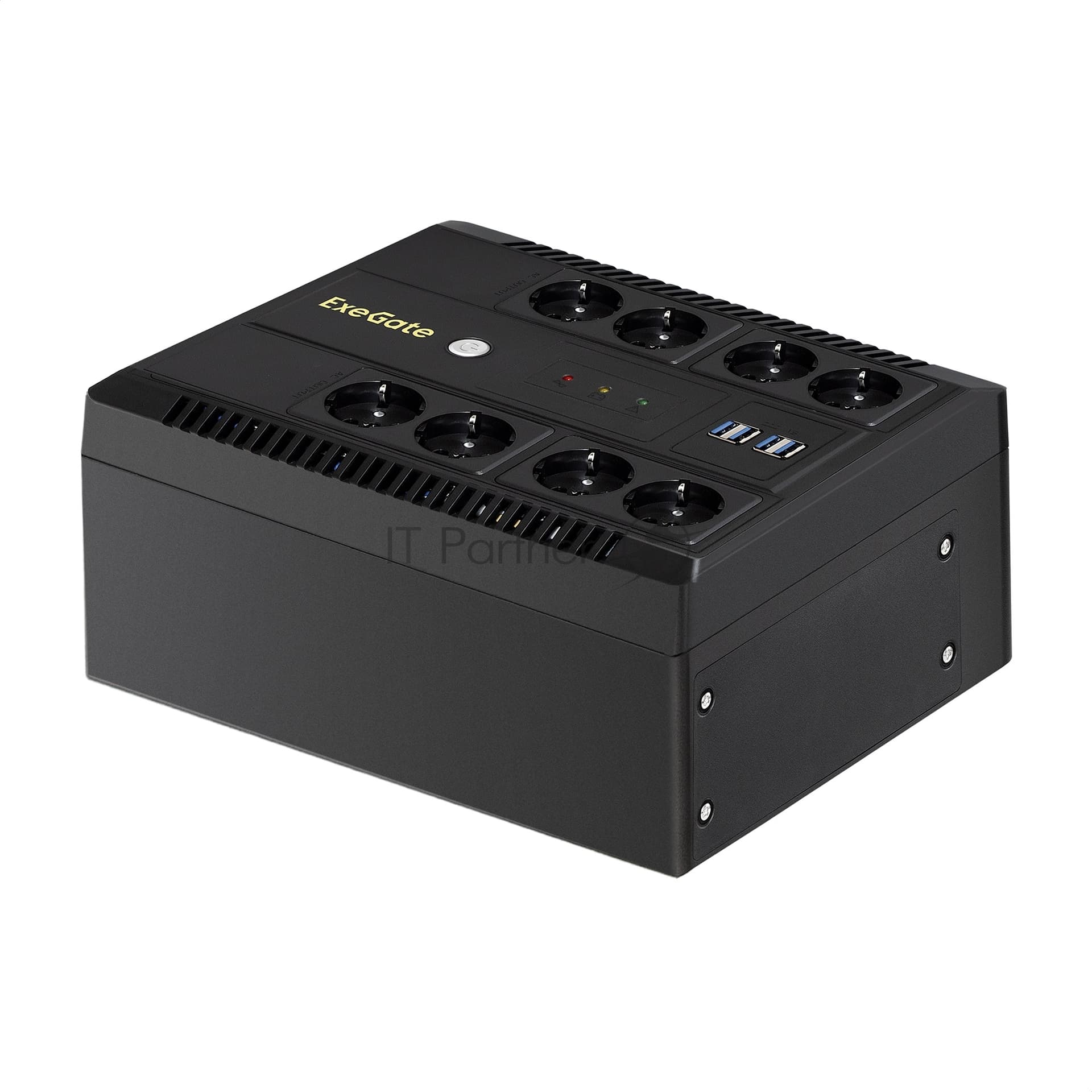Источник бесперебойного питания ExeGate NEO NNB-600.LED.AVR.8SH.CH 600VA/360W, LED, AVR, 8*Schuko, 4*USB-порта для зарядки, черный