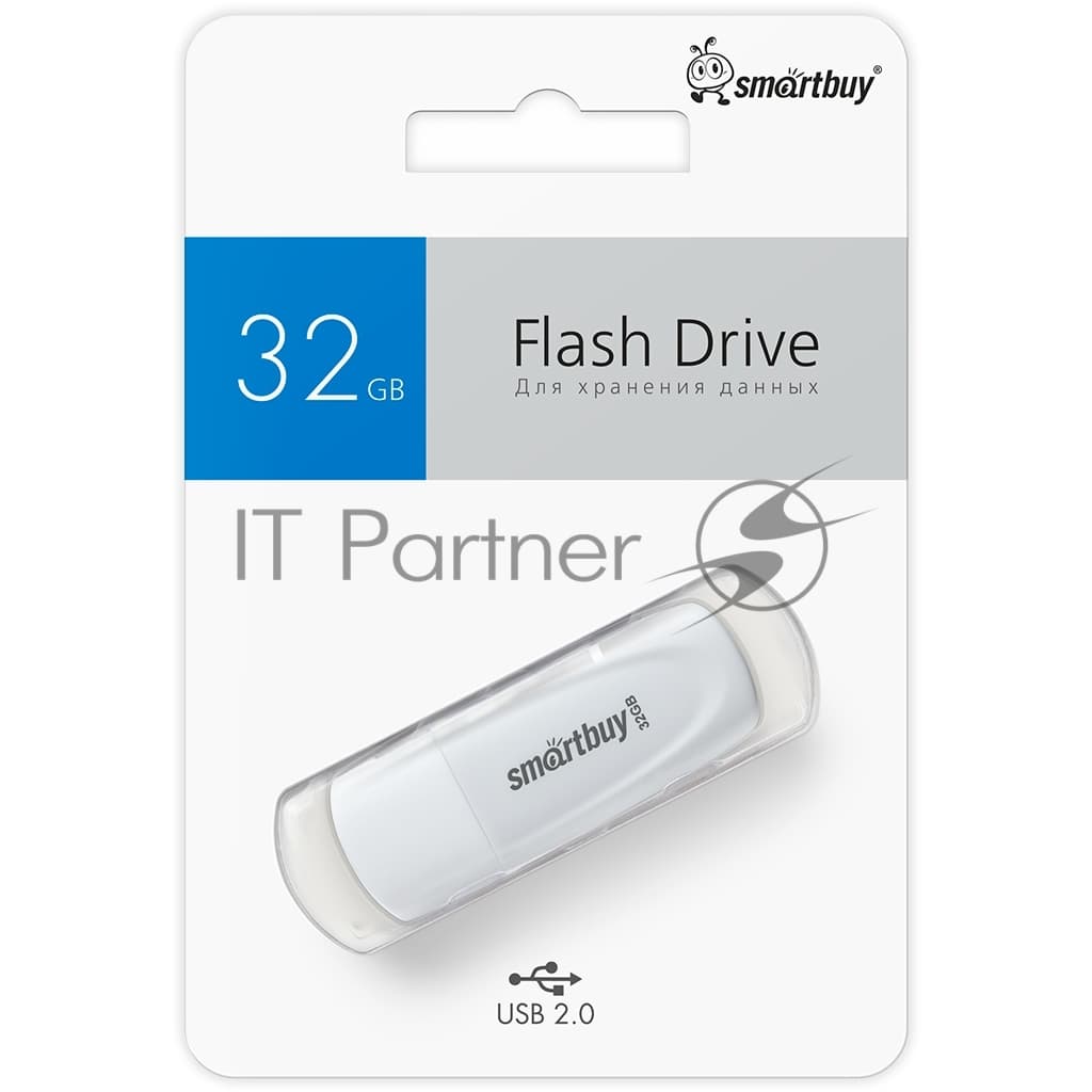 Флешка USB Smartbuy Scout white (SB032Gb2SCW), 32Gb, USB 2.0, R/W 15/5, белый