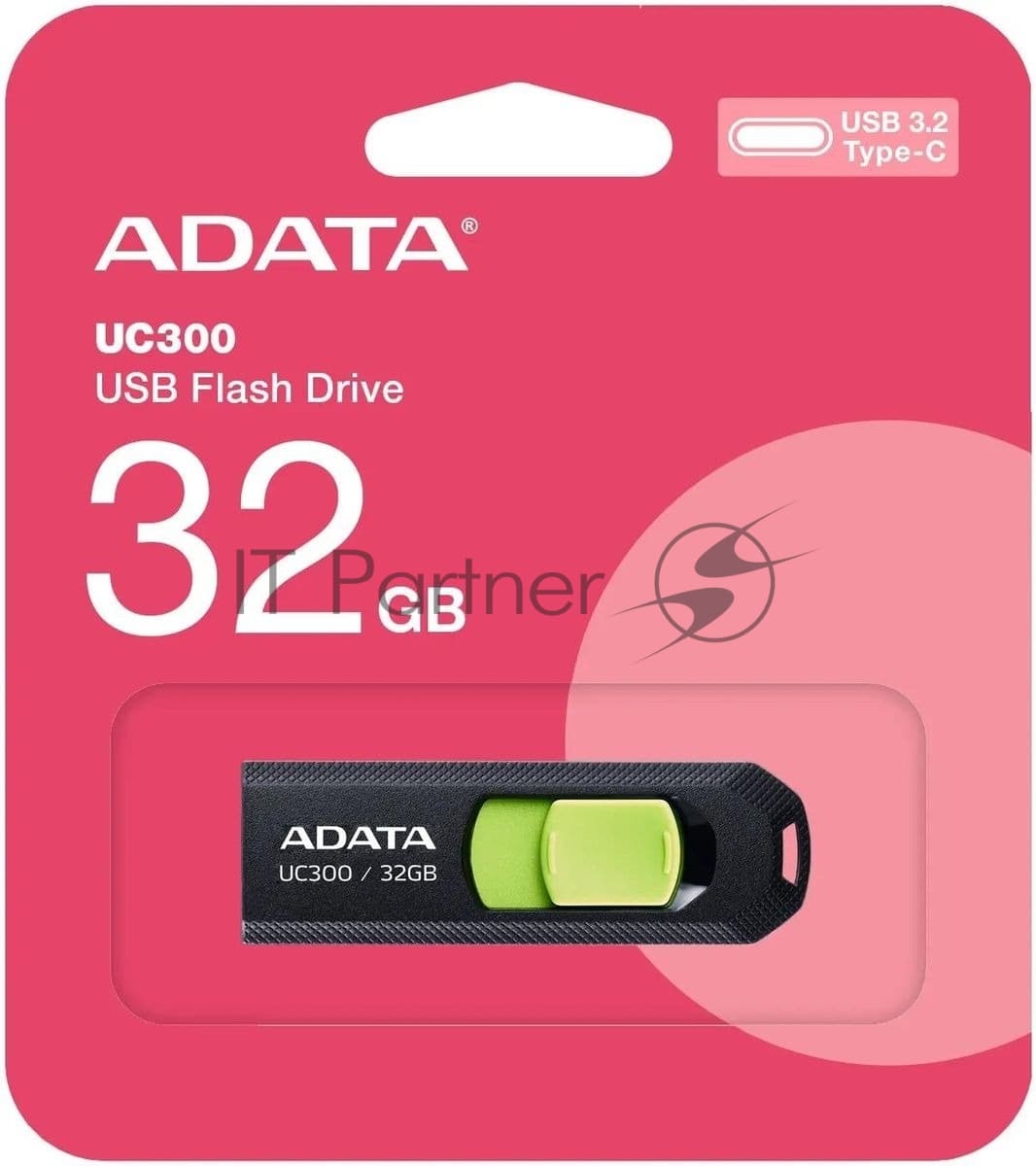 Флеш Диск A-Data 32Gb Type-C UC300 ACHO-UC300-32G-RBK/GN USB3.2 черный/зеленый