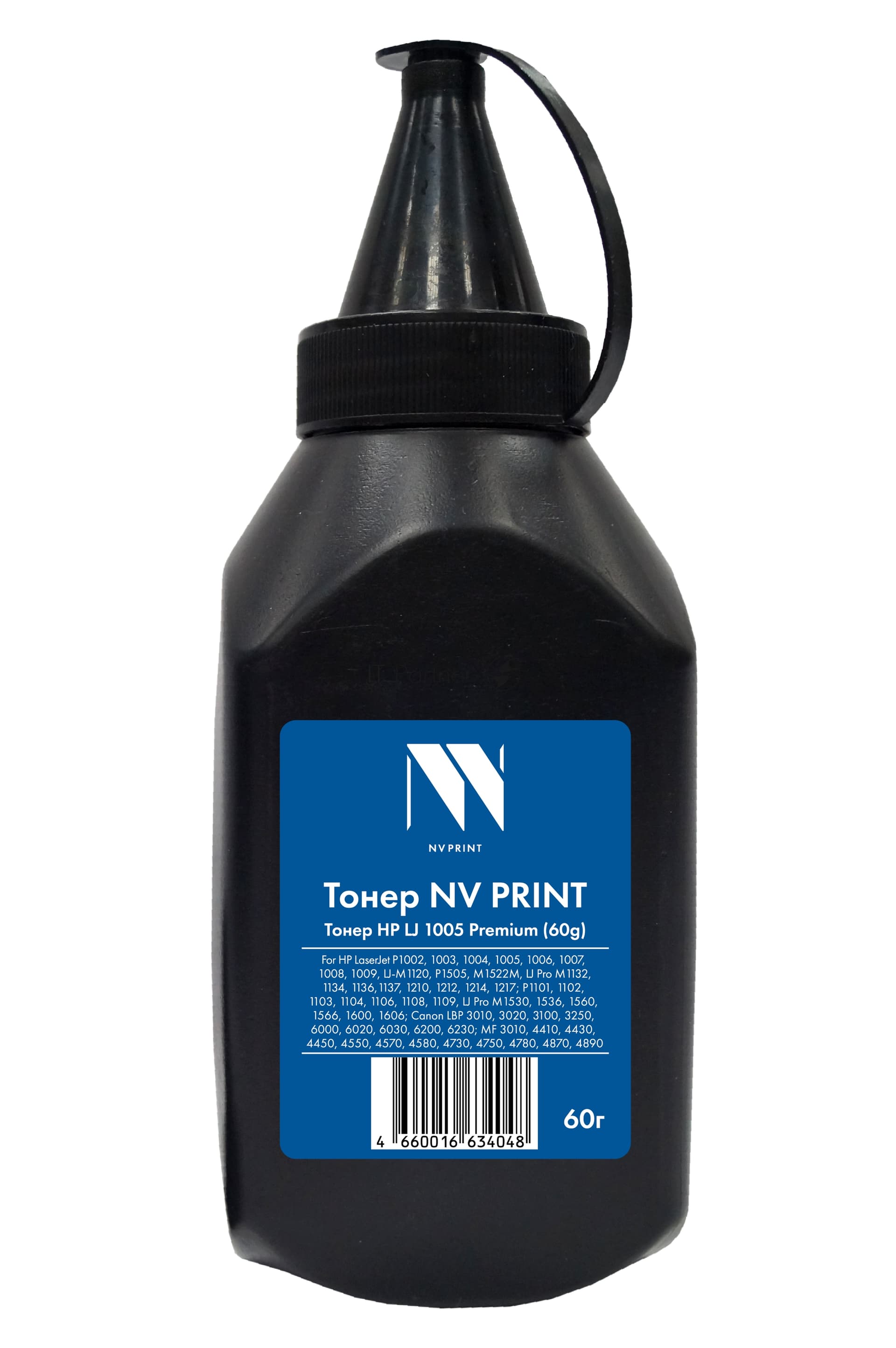 Тонер NVPrint HP 1005 (60 г) (CB435A, CB436A,CE285A,CE278X) для HP LaserJet P1002, 1003, 1004, 1005, 1006, 1007, 1008, 1009,LJ-M1120, P1505, M1522M, LJ Pro M1132, 1134, 1136, 1137, 1210, 1212, 1214, 1217; P1101, 1102, 1103, 1104, 1106, 1108, 1109, LJ Pro M1530, 1536, 1560, 1566, 1600, 1606; Canon LBP 3010, 3020, 3100, 3250, 6000, 6020, 6030, 6200, 6230; MF 3010, 4410, 4430, 4450, 4550, 4570, 4580, 4730, 4750, 4780, 4870, 4890 Premium