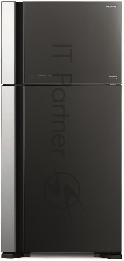 Холодильник Hitachi R-VG660PUC7-1 GGR серый стекло двухкамерный 405/145л морозилка сверху No Frost
