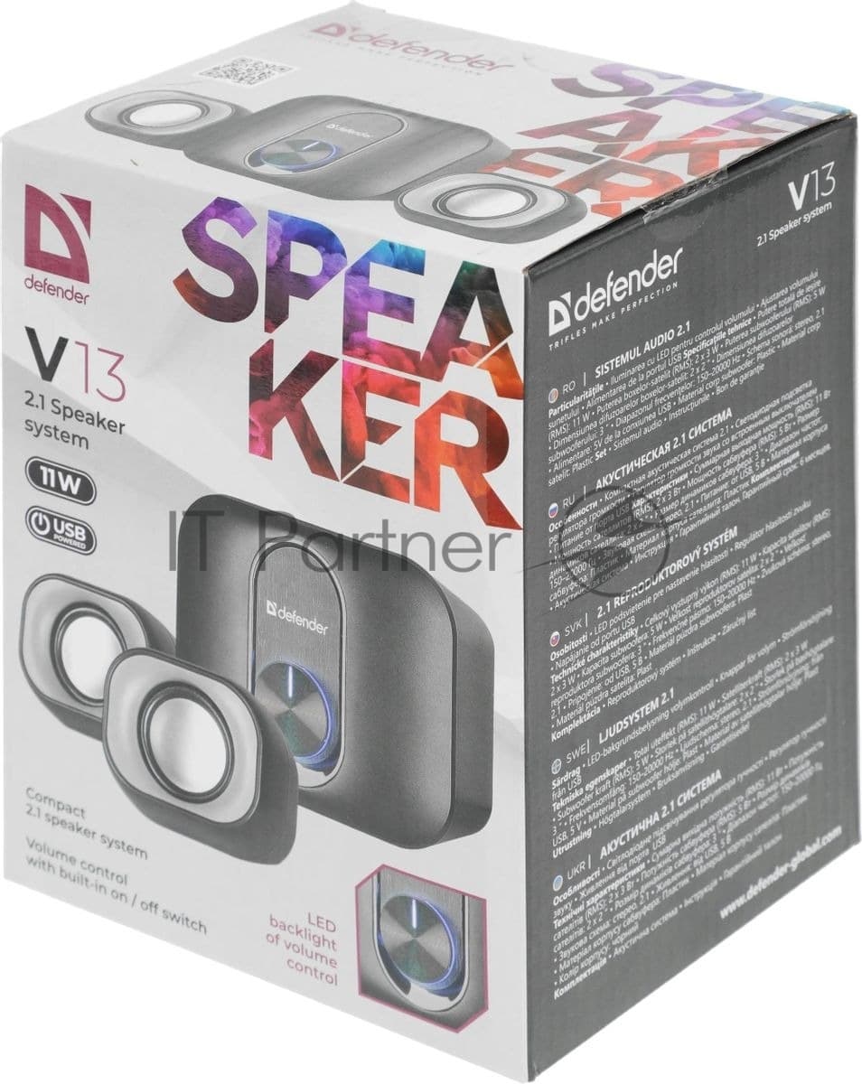 Акустическая система 2.1 DEFENDER V13 black/white (11Вт, питание от USB)