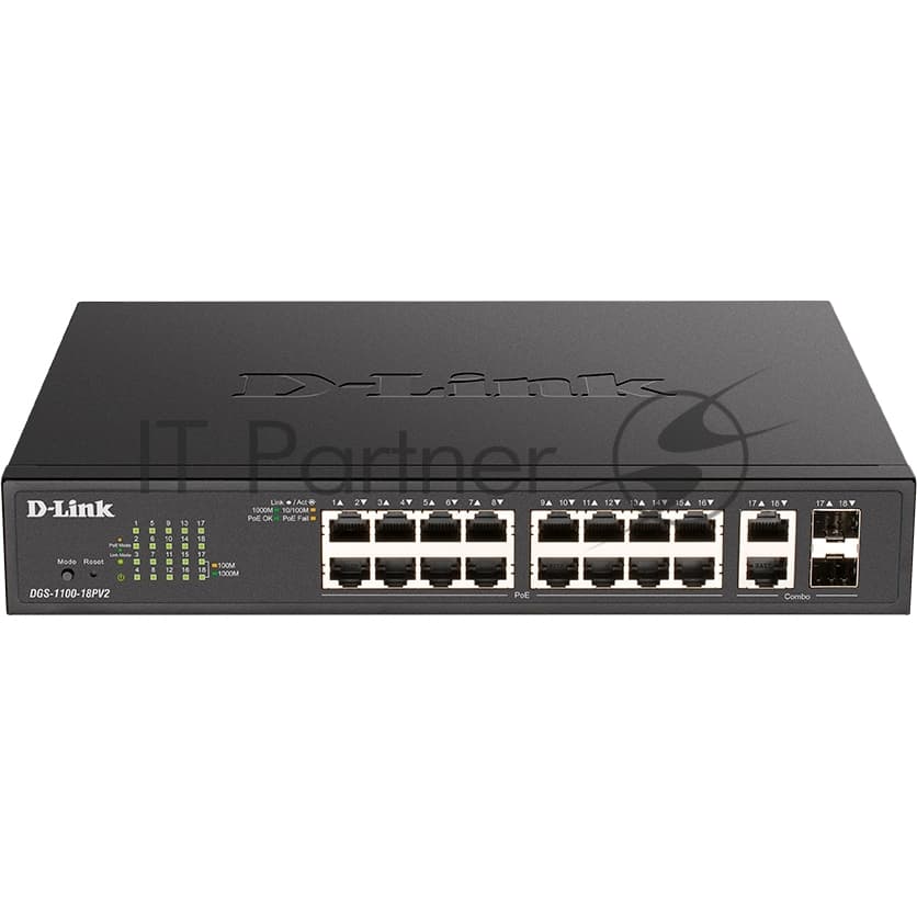 Коммутатор/ EasySmart L2 Switch 16х1000Base-T PoE, 2xCombo 1000Base-T/SFP, PoE Budget 130W