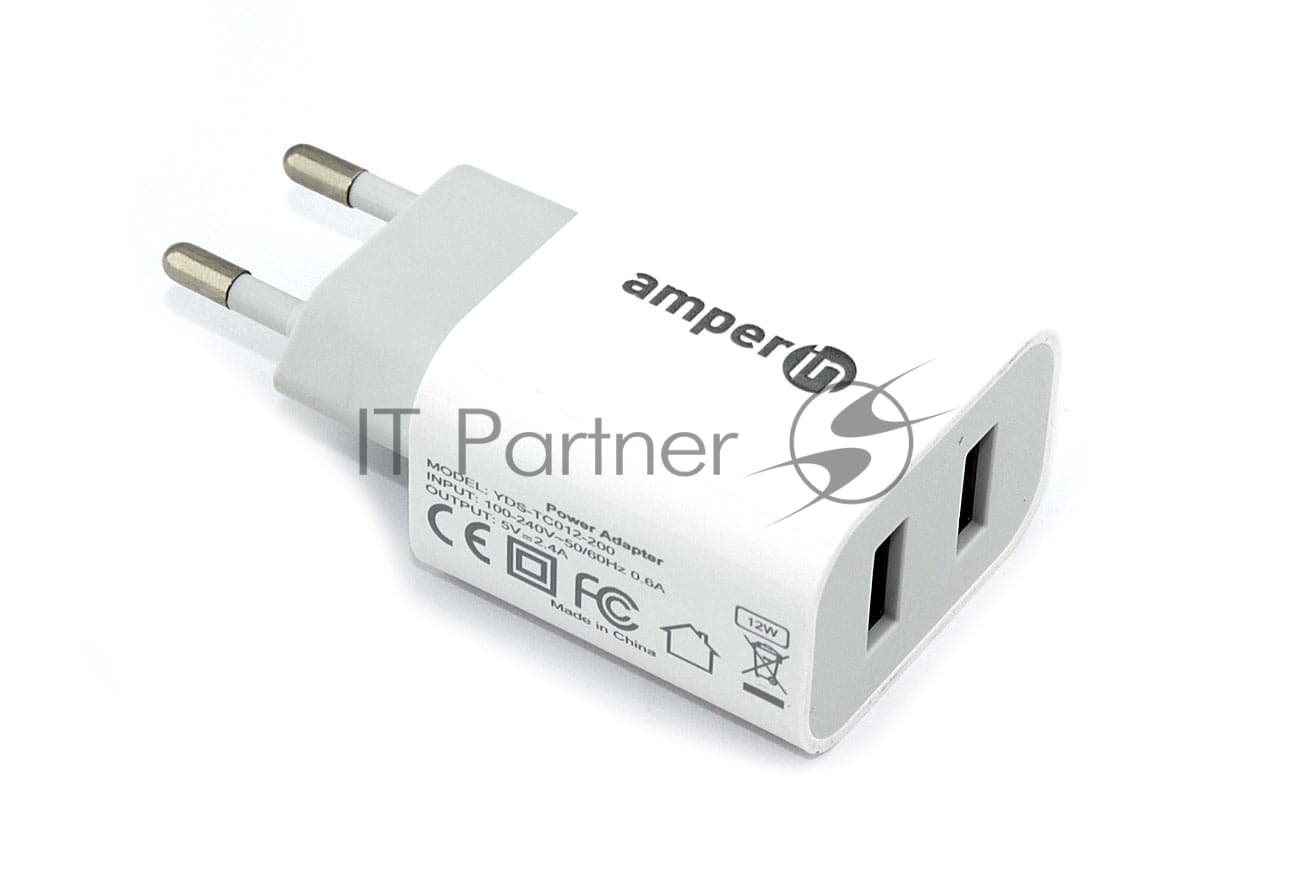 Блок питания (сетевой адаптер) Amperin 5V/2.4A 2USB (YDS-TC012-200)