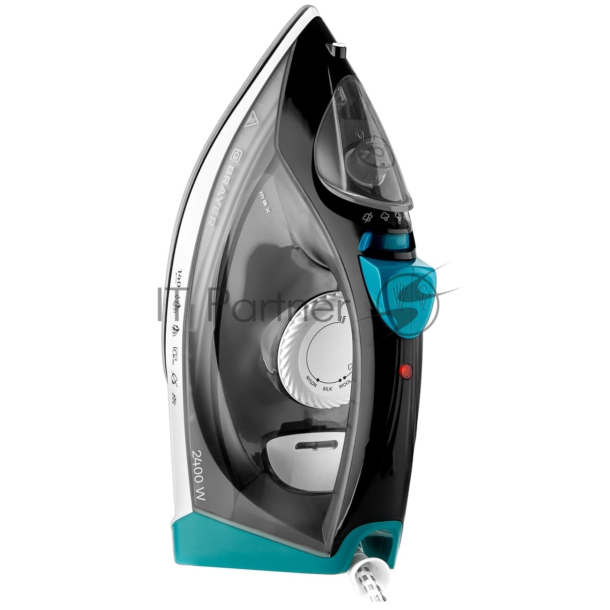 Утюг BRAYER BR4008 серый/зеленый, 2400 Вт, 25 г/мин, 140 г/мин, 330 мл